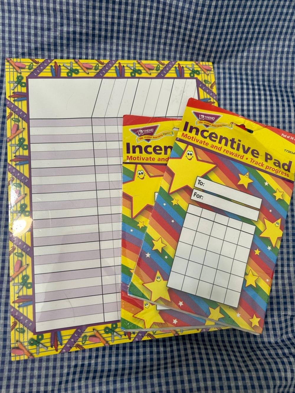 Incentive Pad Reward Charts - Yellow Rainbow Star Design